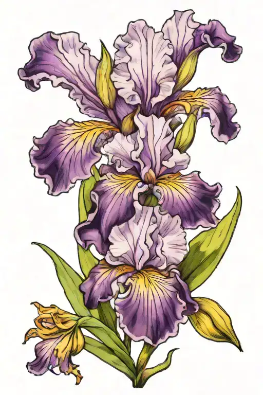 purple iris with marine corps emblem tattoo design idea