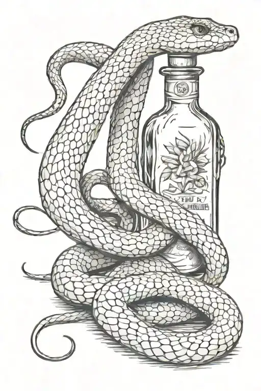 snake w tequila bottle tattoo design idea