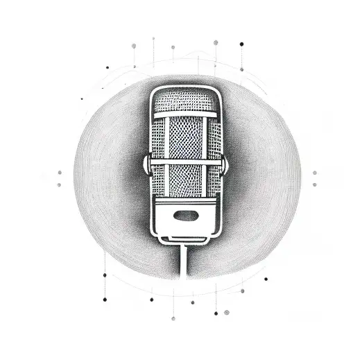 A sketch-style tattoo of a microphone with sound waves forming the shape of a guitar tattoo design idea