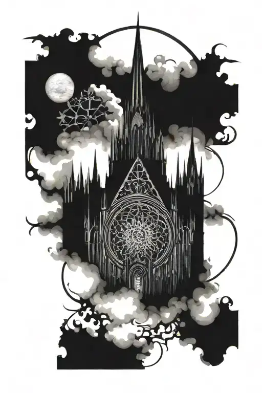 gothic cathedral tattoo design idea