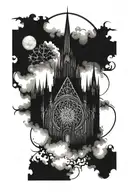 gothic cathedral tattoo design idea