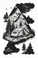 Camping tattoo design idea