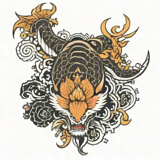 help me come up with a tattoo for my calf, but not your entire calf, in the graphic style, but in the Japanese style, something like the yakuza tattoo design idea