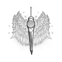 Guitar with wings tattoo design idea