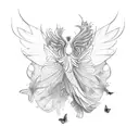Phoenix with butterflies around it  tattoo design idea