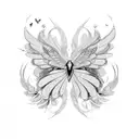 Phoenix with butterflies around it  tattoo design idea