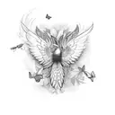 Phoenix with butterflies around it  tattoo design idea