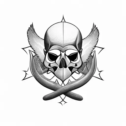 Cardinal with skull tattoo design idea