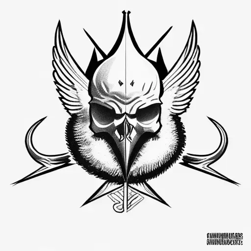 Cardinal with skull tattoo design idea