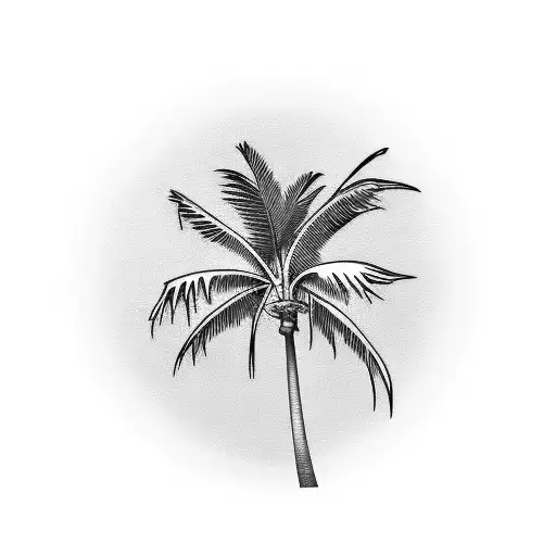 palm tree with cardinal  tattoo design idea