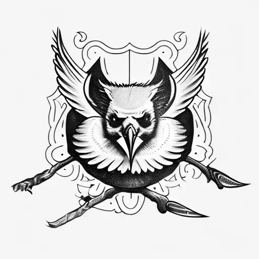 Cardinal with skull tattoo design idea