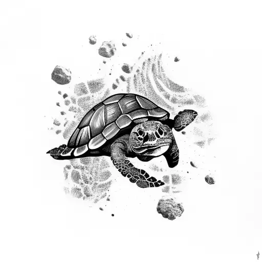 turtle with skull tattoo design idea