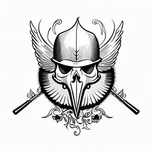 Cardinal with skull tattoo design idea
