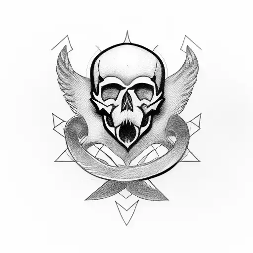 Cardinal with skull tattoo design idea