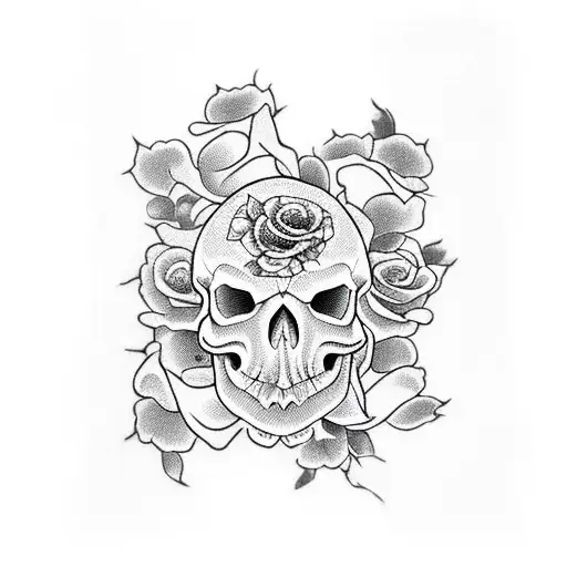 turtle with skull and roses tattoo design idea