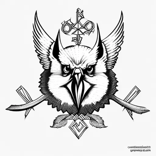 Cardinal with skull tattoo design idea