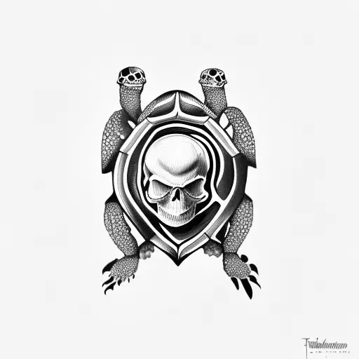 turtle with skull tattoo design idea