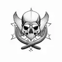 Cardinal with skull tattoo design idea