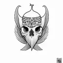Cardinal with skull tattoo design idea