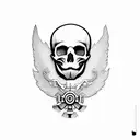 Cardinal with skull tattoo design idea