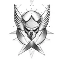 Cardinal with skull tattoo design idea