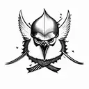 Cardinal with skull tattoo design idea