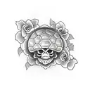 turtle with skull and roses tattoo design idea