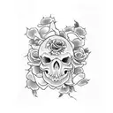 turtle with skull and roses tattoo design idea