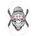 turtle with skull and roses tattoo design idea