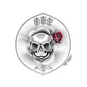 turtle with skull and roses tattoo design idea