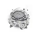 turtle with skull and roses tattoo design idea