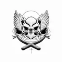 Cardinal with skull tattoo design idea