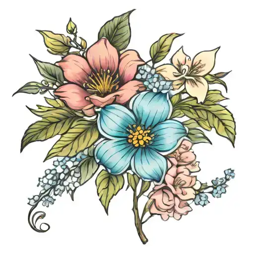 may and november birth flower combined   tattoo design idea