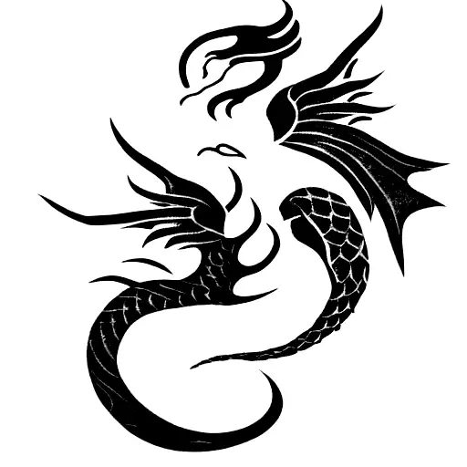 dragon and phoenix tattoo design idea