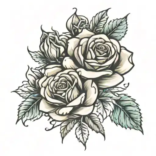 roses in X 3 inches tattoo design idea