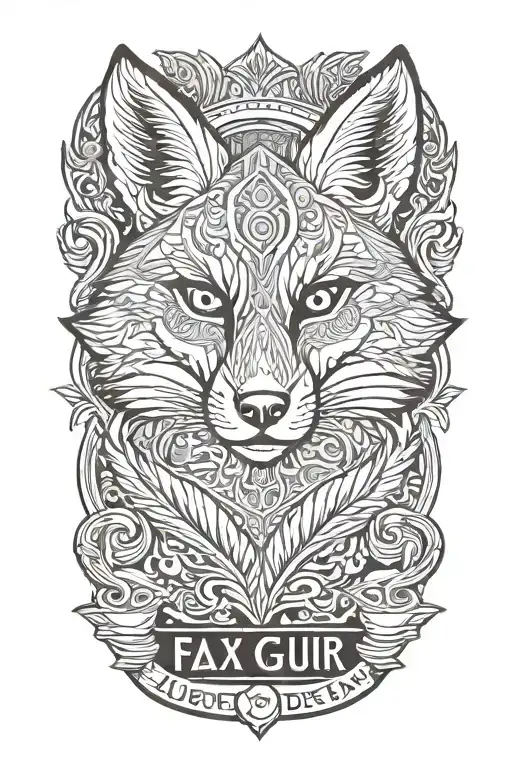 Fox with the words"Jai Guru Deva" tattoo design idea