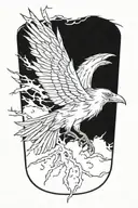 Raven Bird  with lightning  tattoo design idea