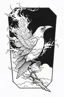 Raven Bird  with lightning  tattoo design idea