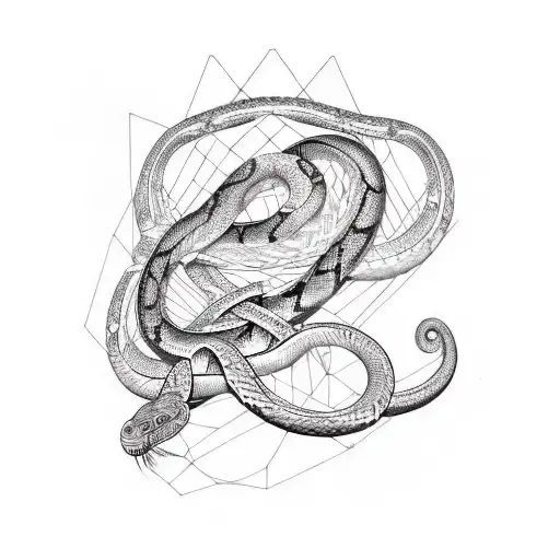 An intricate tattoo of a python snake entwined with DNA strands tattoo design idea