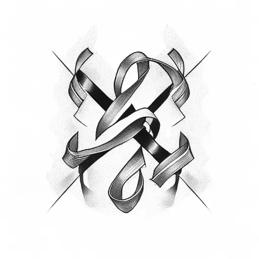 cancer ribbon with cross and dad tattoo design idea