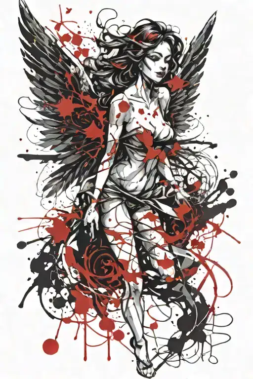 fall angel tattoo design idea