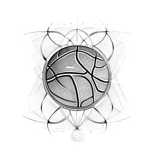 A basketball shooting through a cosmic hoop tattoo design idea