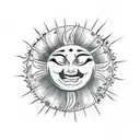 A traditional style tattoo of a smiling sun and a crying moon tattoo design idea