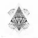 Aztec symbols with pyramid  tattoo design idea