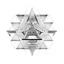 Aztec symbols with pyramid  tattoo design idea