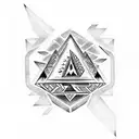 Aztec symbols with pyramid  tattoo design idea