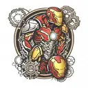 ironman triathlon with brain and heart in the middle tattoo design idea
