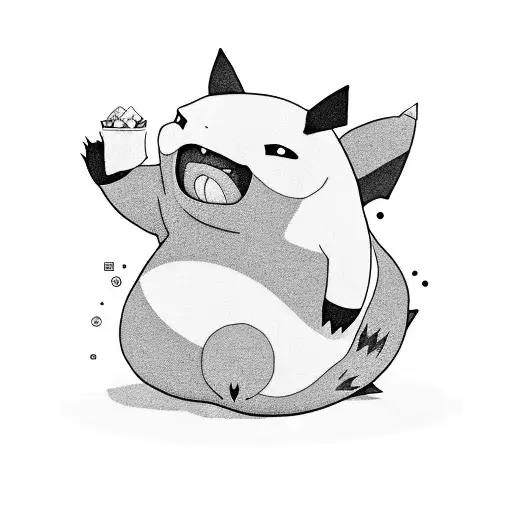 A Snorlax eating a mouth-watering dish inspired by its favorite Pokemon tattoo design idea