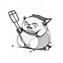 A sketch-style Snorlax holding a spatula and a frying pan tattoo design idea