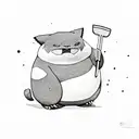 A sketch-style Snorlax holding a spatula and a frying pan tattoo design idea